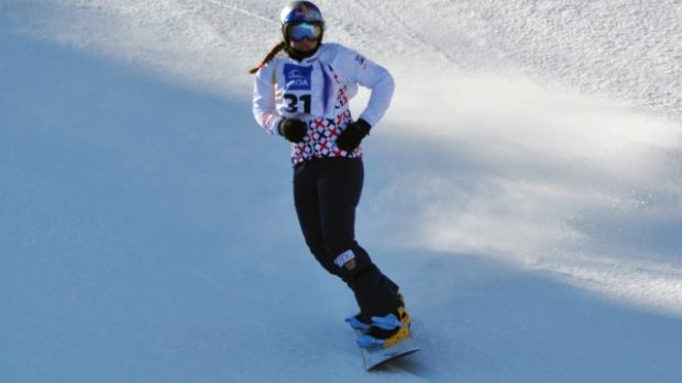Snowboardcrossařka Eva Samková 14. ledna při tréninku na mistrovství světa v rakouském Kreischbergu