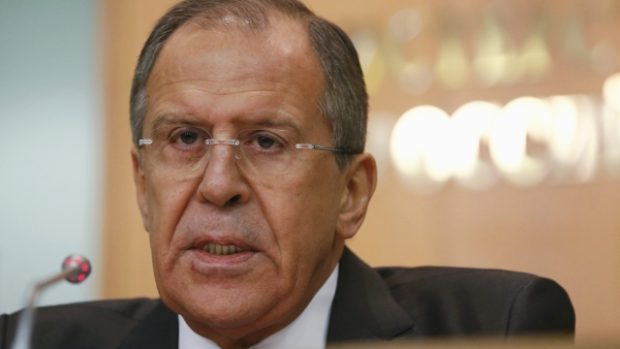 Ruský ministr zahraničí Sergej Lavrov během tiskové konference v Moskvě