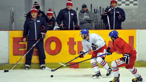 Hokejová reprezentace, hokej, trénink, Vladimír Svačina, Tomáš Filippi