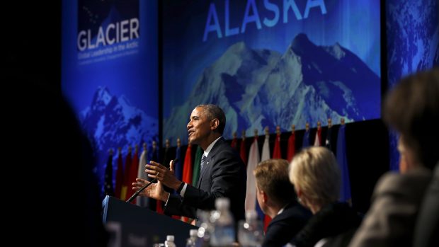 Barack Obama v aljašském Anchorage na mezinárodní konferenci k Arktidě varoval před možnými ničivými dopady globálního oteplování