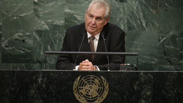 Prezident Miloš Zeman při projevu na Valném shromáždění OSN