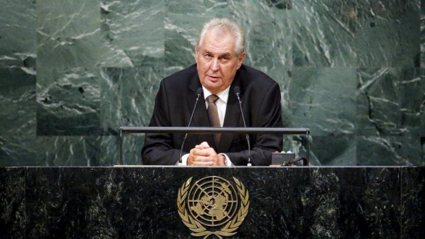 Miloš Zeman při projevu v OSN