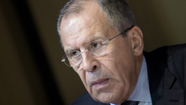 Ruský ministr zahraničí Sergej Lavrov na tiskové konferenci ve Vídni