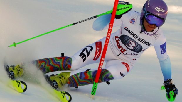 Česká slalomářka Šárka Strachová v rakouském Lienzu