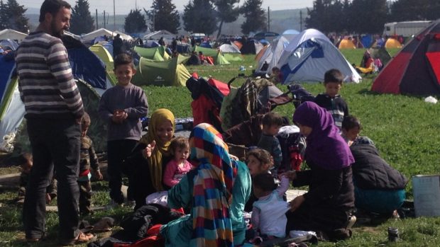Uprchlíci v táboře na řecko-makedonském pomezí