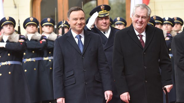 Prezidenti Miloš Zeman a Andrzej Duda na Pražském hradě