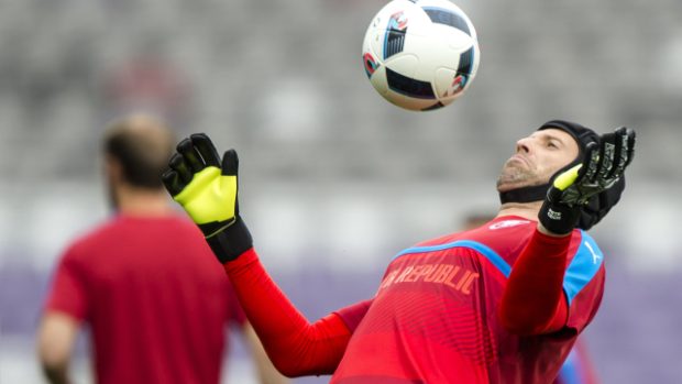 Brankář české fotbalové reprezentace Petr Čech na nedělním tréninku v Toulouse
