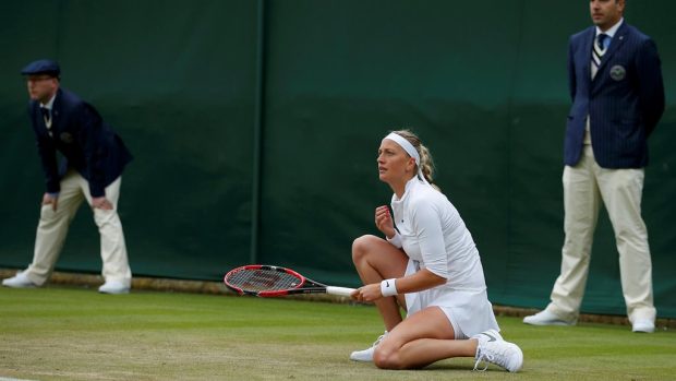 Česká tenisová jednička Petra Kvitová v prvním kole londýnského Wimbledonu