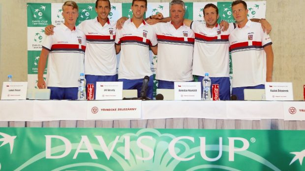 Český tenisový tým před utkáním Davis Cupu proti Francii