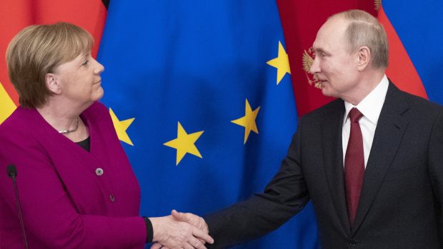 Německá kancléřka Angela Merkelová a ruský prezident Vladimir Putin