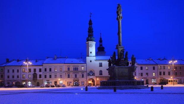 Noční Moravská Třebová v zimě