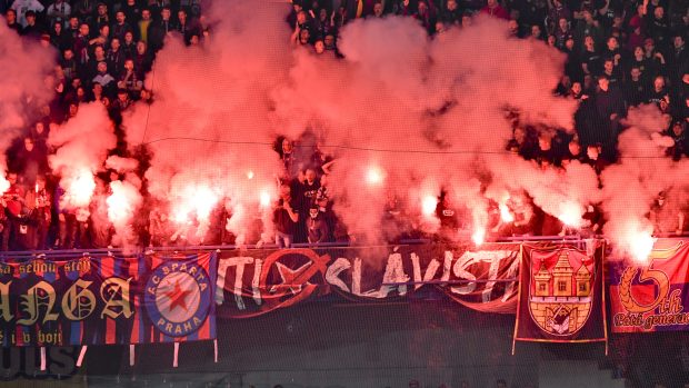 Fanoušci Sparty během utkání 14. kola první fotbalové ligy: AC Sparta Praha - SK Slavia Praha