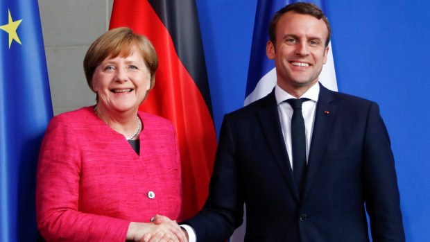 Německá kancléřka Merkelová a francouzský prezident Emanuel Macron