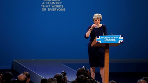 Britská premiérka Theresa Mayová na výroční konferenci Konzervativní strany.