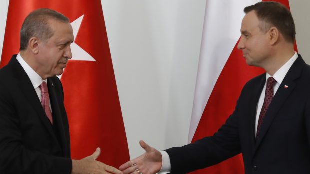 Turecký prezident Erdogan a jeho polský protějšek Duda