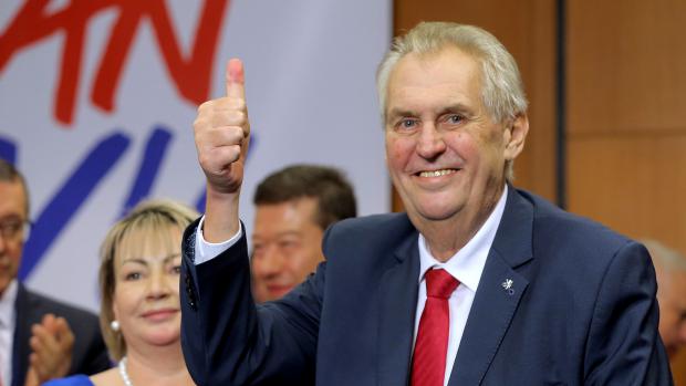 Miloš Zeman po oznámení výsledků druhého kola voleb.