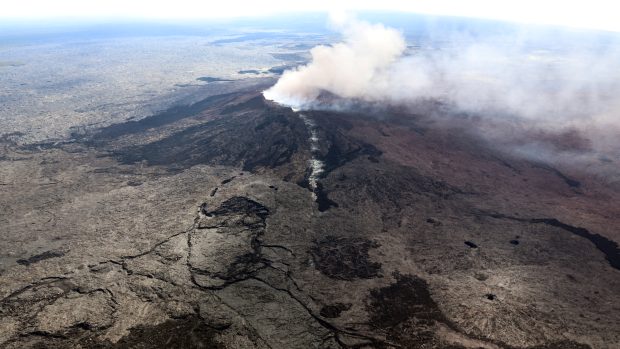 Sopka Kilauea, která po erupci vyvolala několik zemětřesení.