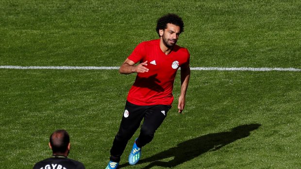 Egyptský útočník Muhammad Salah na tréninku před mistrovstvím světa