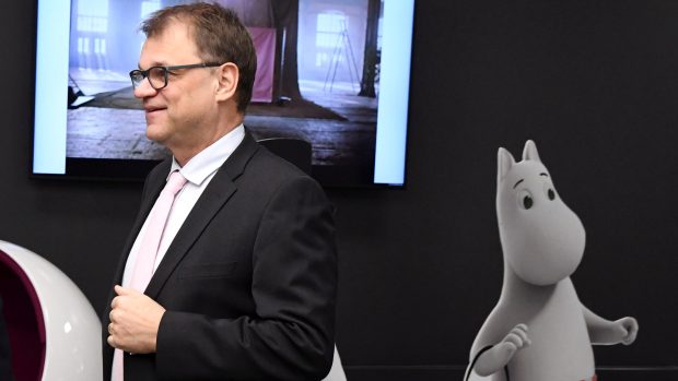 Finský premiér Juha Sipilä na předvolební debatě.