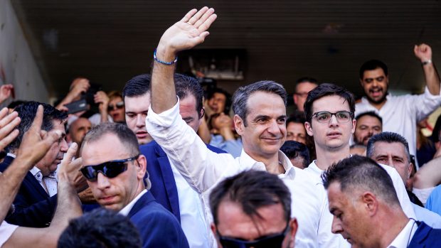 Stranický předseda konzervativní opoziční strany Nová demokracie Kyriakos Mitsotakis.