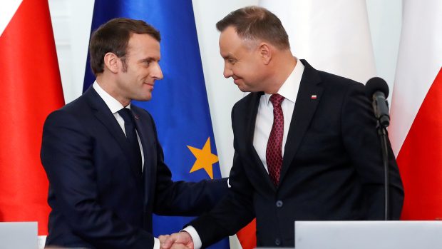 Francouzský a polský prezident na tiskové konferenci