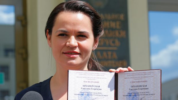 Svjatlana Cichanouská po získání registrace do prezidentských voleb