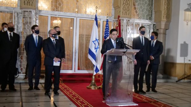 Marocký ministr zahraničí  Nasser Bourita  při prosincové návštěvě izraelské delegace, při které bylo otevření zastupitelství dohodnuto.