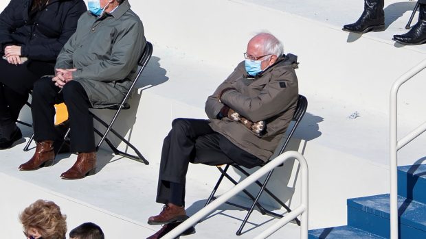 Americký senátor Bernie Sanders při inauguraci Joea Bidena