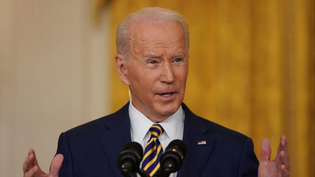 Americký prezident Joe Biden na tiskové konferenci v Bílém domě