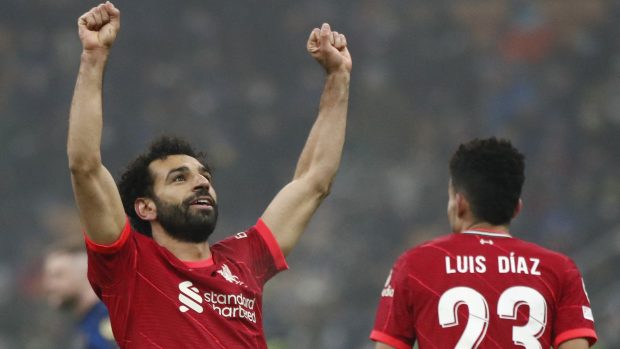 Mohammed Salah se raduje z výhry na půdě Interu Milán