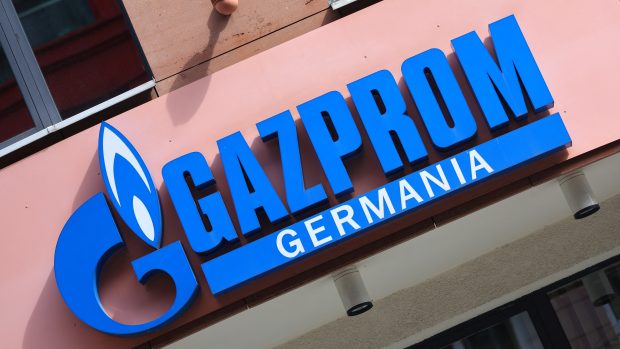 Logo ředitelství Gazpromu Germania v Berlíně.
