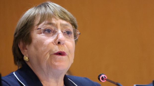 Vysoká komisařka OSN pro lidská práva Michelle Bacheletová na zasedání Rady OSN v Ženevě