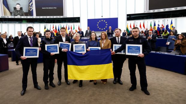 Sacharovovu cenu za svobodu myšlení převzali zástupci ukrajinského lidu