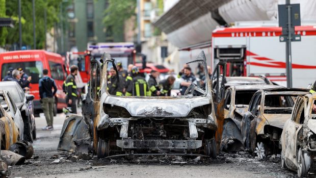Následky exploze v Miláně