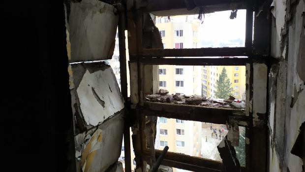 Panelový dům po výbuchu plynu v Prešově