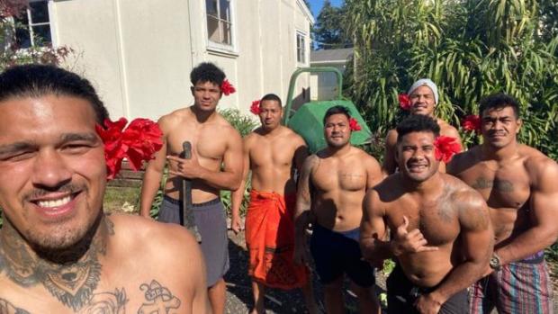 Skupina samojských rugbistů v Aucklandu