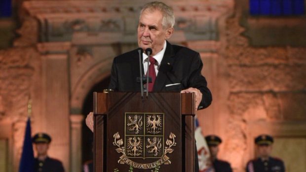 Prezident Miloš Zeman během udělování státních vyznamenání v roce 2018