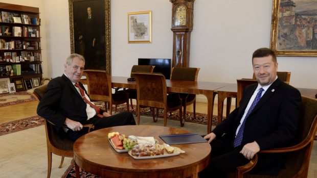 Prezident Miloše Zeman se sešel se šéfem SPD Tomiem Okamurou