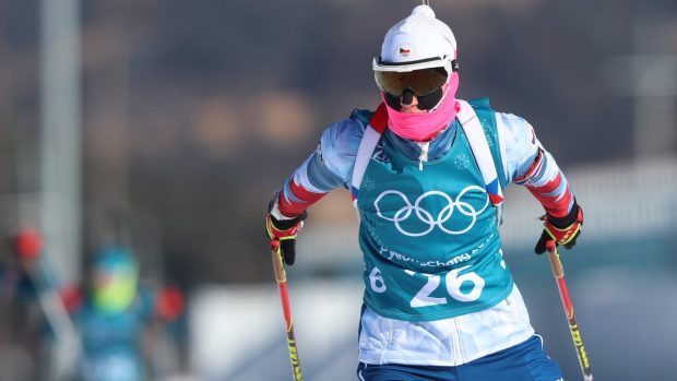 Veronika Zvařičová na tréninku v Alpensia Biathlon Centre před zahájením zimních olympijských her v jihokorejském Pchjončchangu.