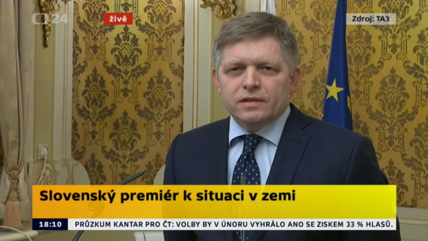 Robert Fico během mimořádného projevu po vraždě Jána Kuciaka