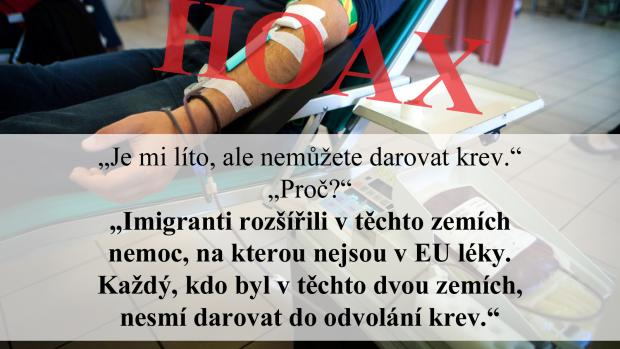 Dárci krve si po dovolené v Itálii a Řecku musí dát pauzu. ‚Kvůli imigrantům,‘ hlásí podvodný e-mail