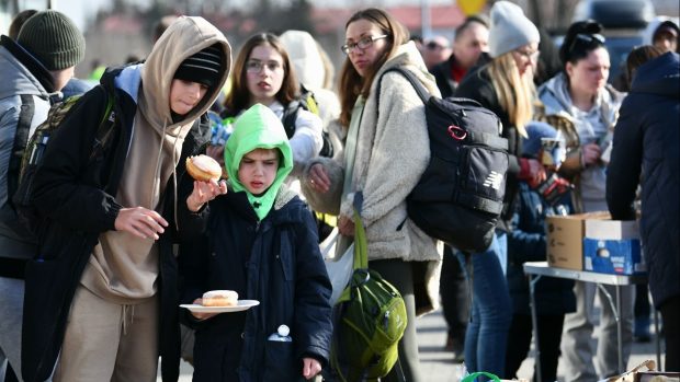 Ukrajinské děti na záchytném stanovišti v polském Přemyšlu