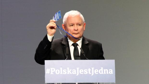 Předseda polské politické strany Právo a spravedlnost Jarosław Kaczyński na kongresu strany v červenci 2017