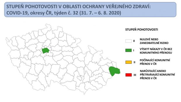 Mapa českého semaforu k období 31. července do 6. srpna