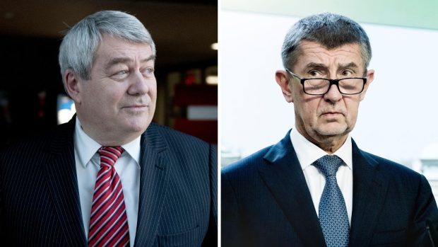 Šéf KSČM Vojtěch Filip a premiér Andrej Babiš (koláž)