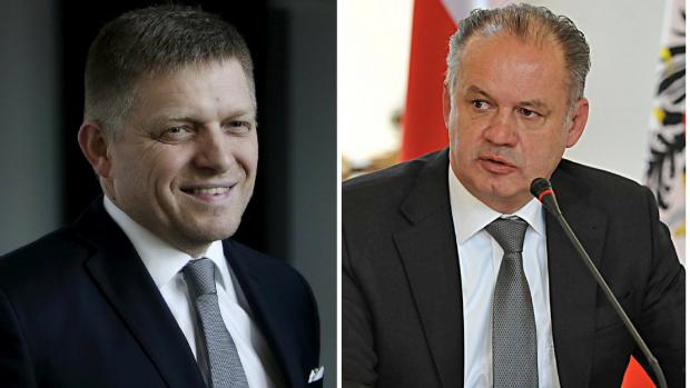 Slovenský premiér Robert Fico (vlevo) a slovenský prezident Andrej Kiska