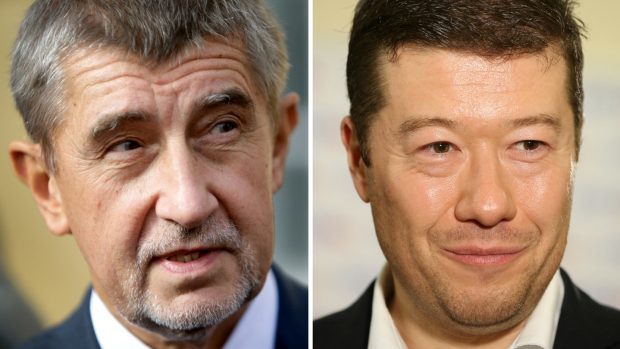 Šéf ANO Andrej Babiš a předseda SPD Tomio Okamura