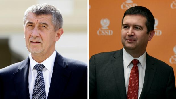 Premiér v demisi a šéf ANO Andrej Babiš a šéf ČSSD Jan Hamáček