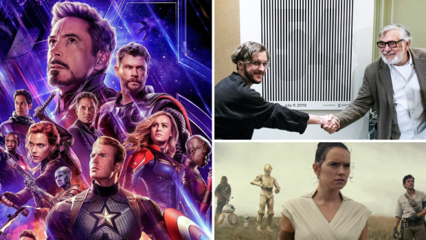 Zleva: Snímek Avengers: Endgame, nový vizuál festivalu v Karlových Varech a snímek Star Wars: Vzestup Skywalkera