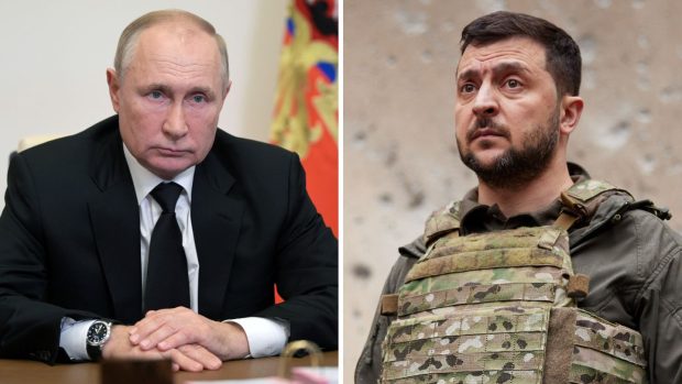 Ruský prezident Vladimir Putin a ukrajinský prezident Volodymyr Zelenskyj